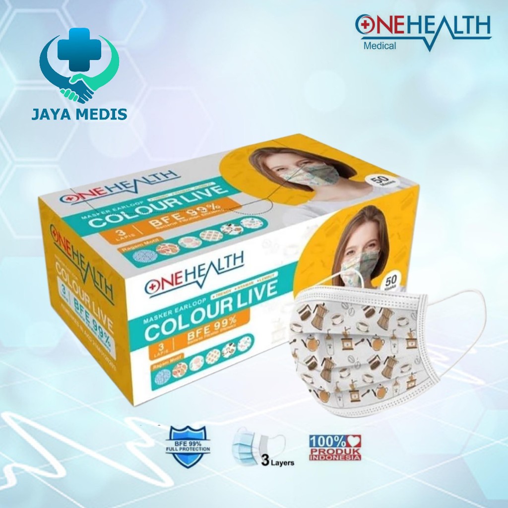 OneHealth Masker Earloop Colour Live BFE 99%