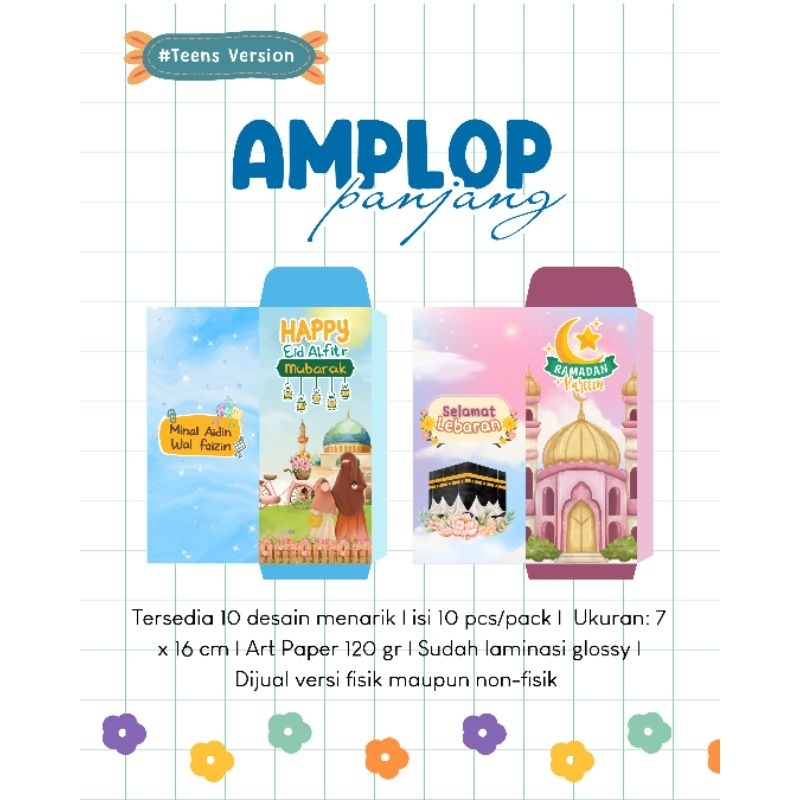 

(isi 10 pcs) Amplop Lebaran Ukuran jumbo 7x16cm