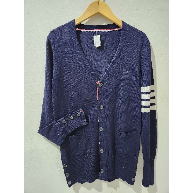 Navy Cardigan ; cardigan thom Browne Ala ala ; Cardigan rajut navy ala thom browne ; cardigan knit n