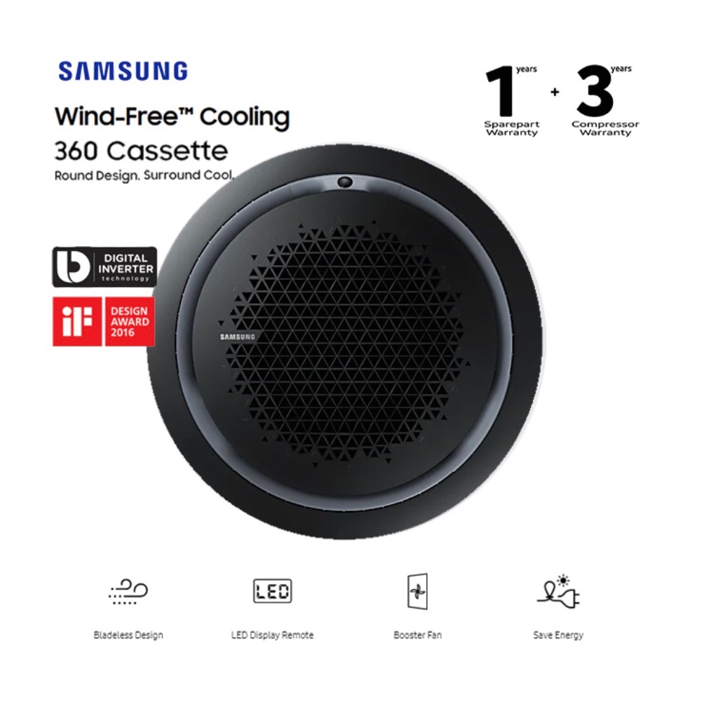 Samsung AC Cassette Inverter 360 Wind-Free 2 PK - Hitam - AC052TN4PKC/EA + PC4NBNMAN