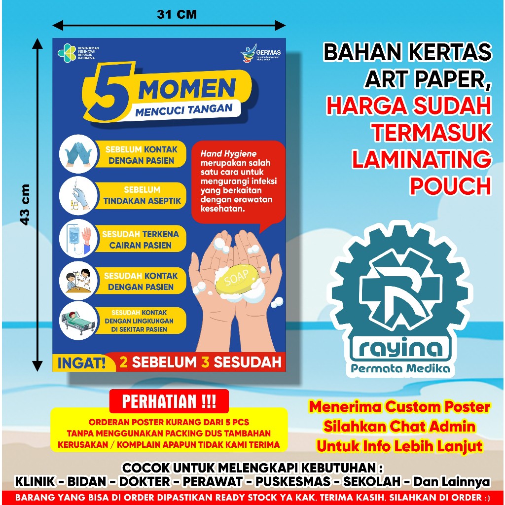Poster Kesehatan 5 Momen Mencuci Tangan