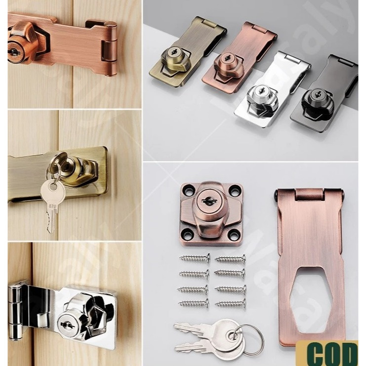 Engsel Gembok Pintu 2.5/3/4 Inch Kait Kunci Lemari Pakaian Tanpa Pukulan Kunci pintu anti-pencurian 