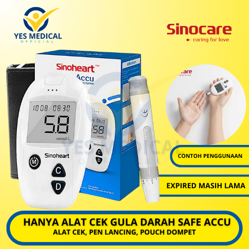 Alat Ukur Cek Gula Darah  Alat Tes Gula darah Sinocare Safe Accu 200 Memori Alat cek Sinoheart