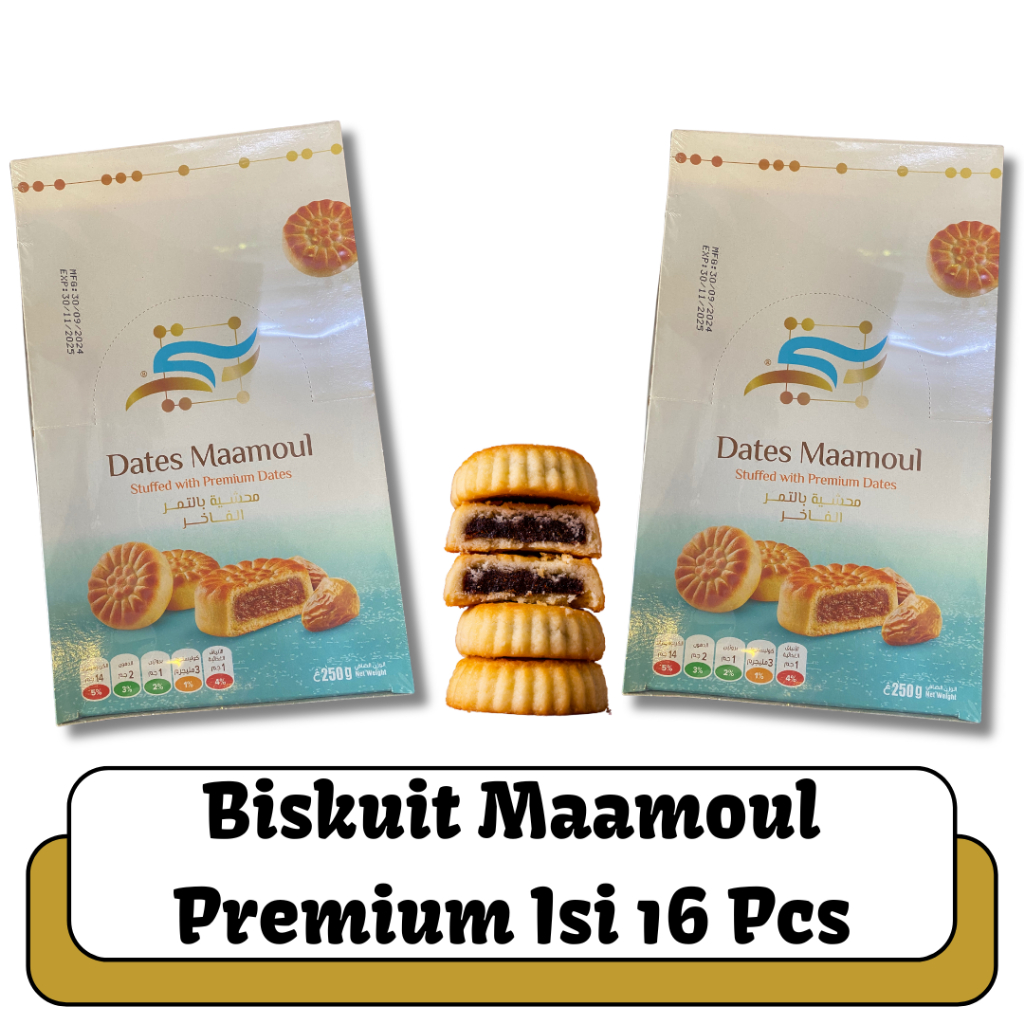 

OLEH OLEH HAJI DAN UMROH 1 BOX ISI 16PCS BISKUIT KURMA MAMOUL DATES PREMIUM I CEMILAN TIMUR TENGAH I BISKUIT KURMA MAAMOUL