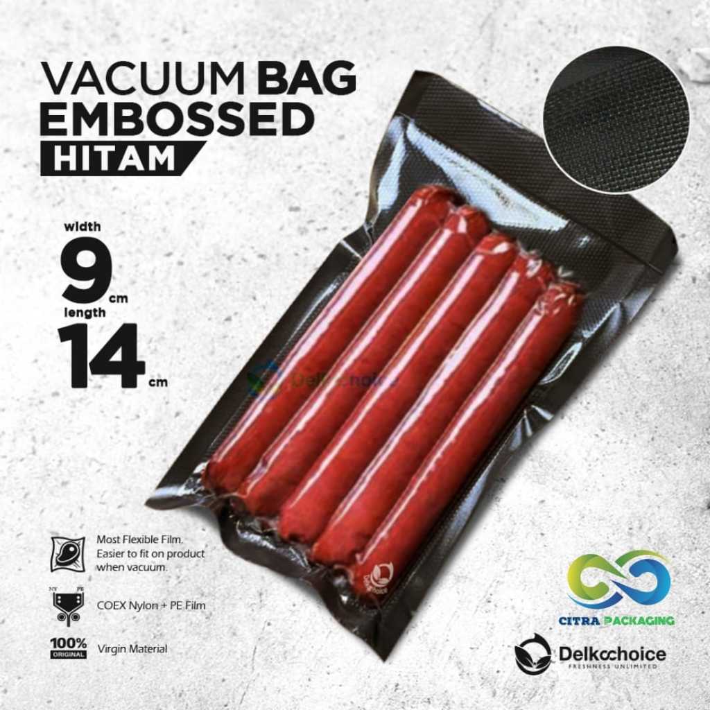 PLASTIK VACUM VACUUM VAKUM SEALER EMBOSS DELKOCHOICE HITAM - SATUAN
