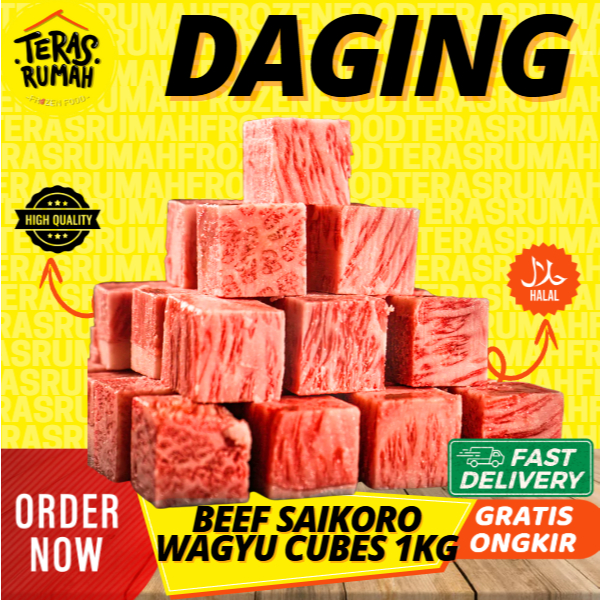 

SAIKORO WAGYU MELTIQUE CUBES PREMIUM 1KG BEEF DAGING SAPI