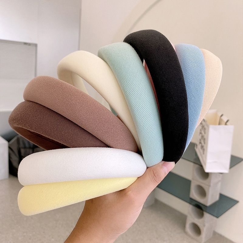 Bando Kain Tebal Wanita Korea / Bando Kain Warna Pastel / Headband Cloud Polos Lebar / Bandana Nagit