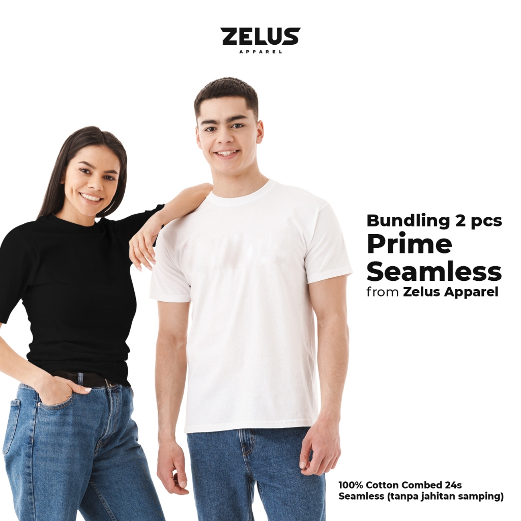 [COTTON COMBED 24S] Bundling 2PCS Zelus Apparel Prime Seamless Tanpa Jahitan Samping Bahan Cotton Co