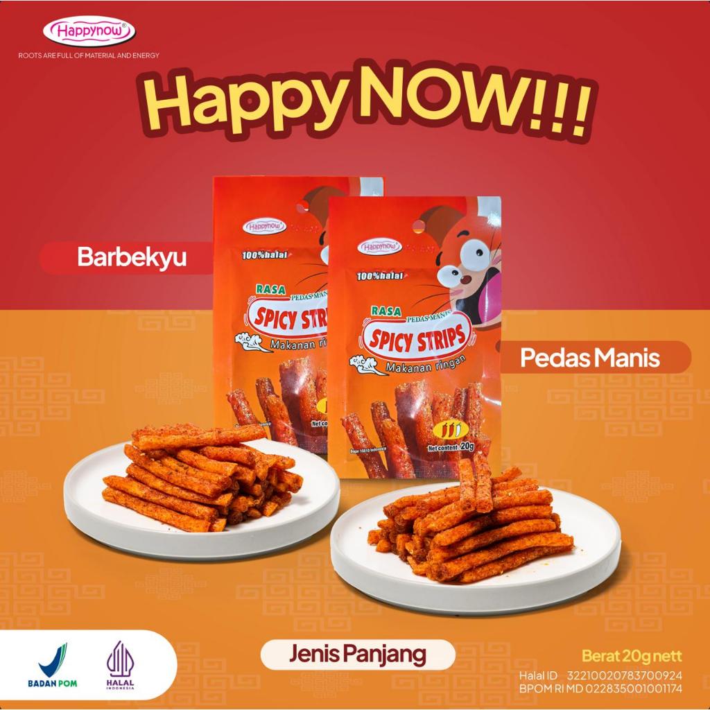 

6pc 20gr happy now snack viral spicy sticks enak halal dan BPOM aman dikonsumsi dan bergizi
