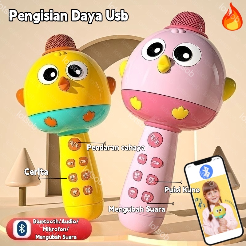 Bluetooth Wireless Mikrofon Nyanyi Anak Cute Dengan Fitur Speaker Mainan Bernyanyi Untuk Bayi&Anak M