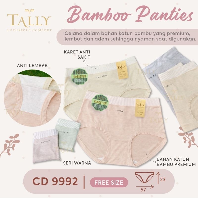 [ZDS] 3/6 PCS CELANA DALAM TALLY 9992 - BAMBOO FIBRE CD WANITA REMAJA