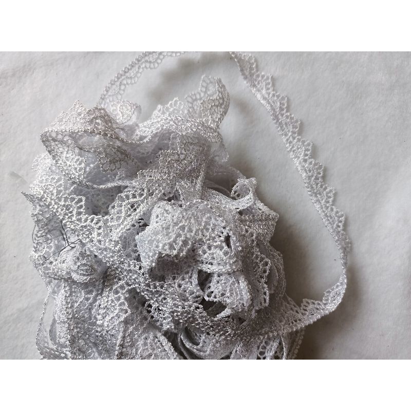 Renda Zipper Lebar 1,3 cm Putih Per Meter