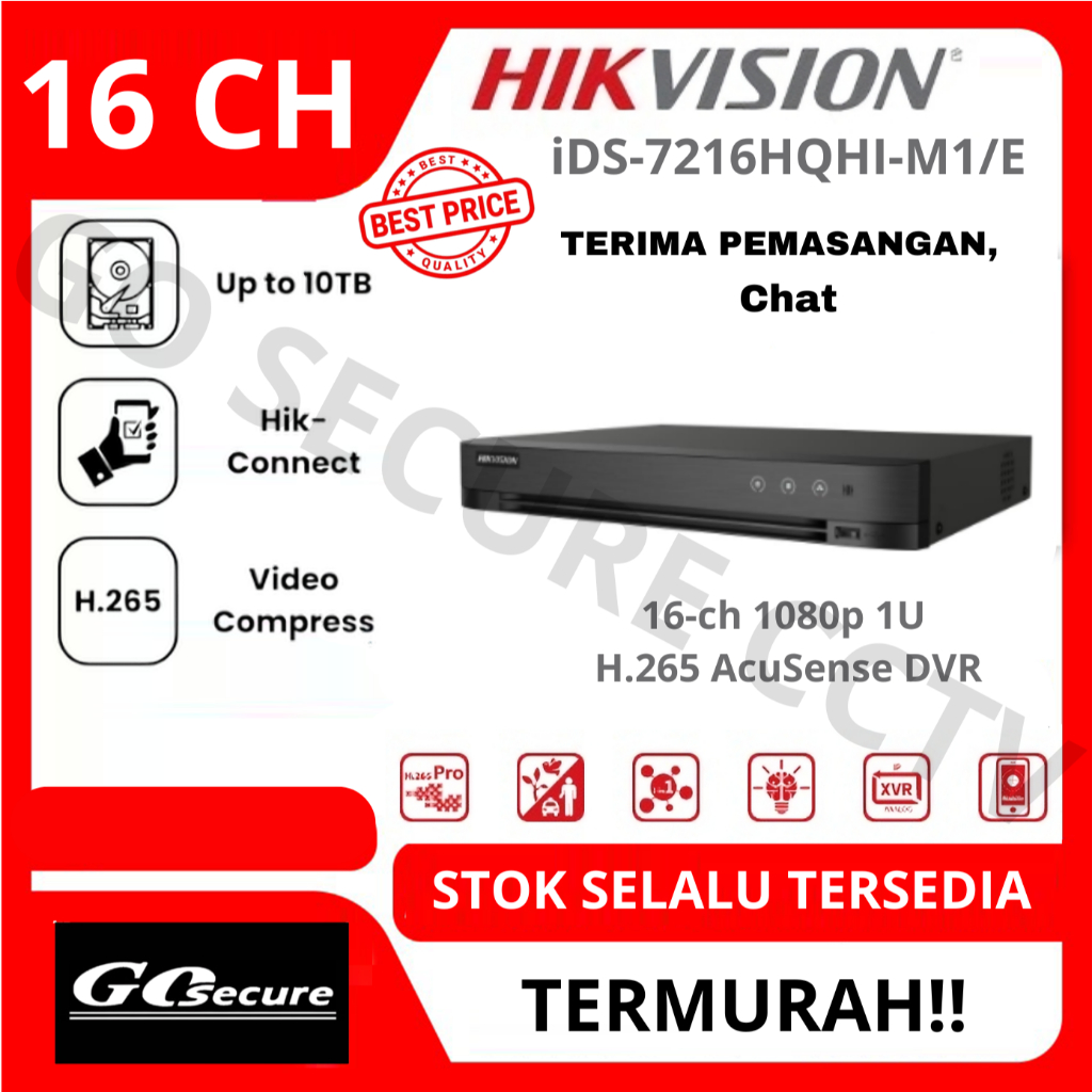 DVR HIKVISION 16CH iDS-7216HQHI-M1/E | 7216HQHI-K1/E / 7216HQHI-K1