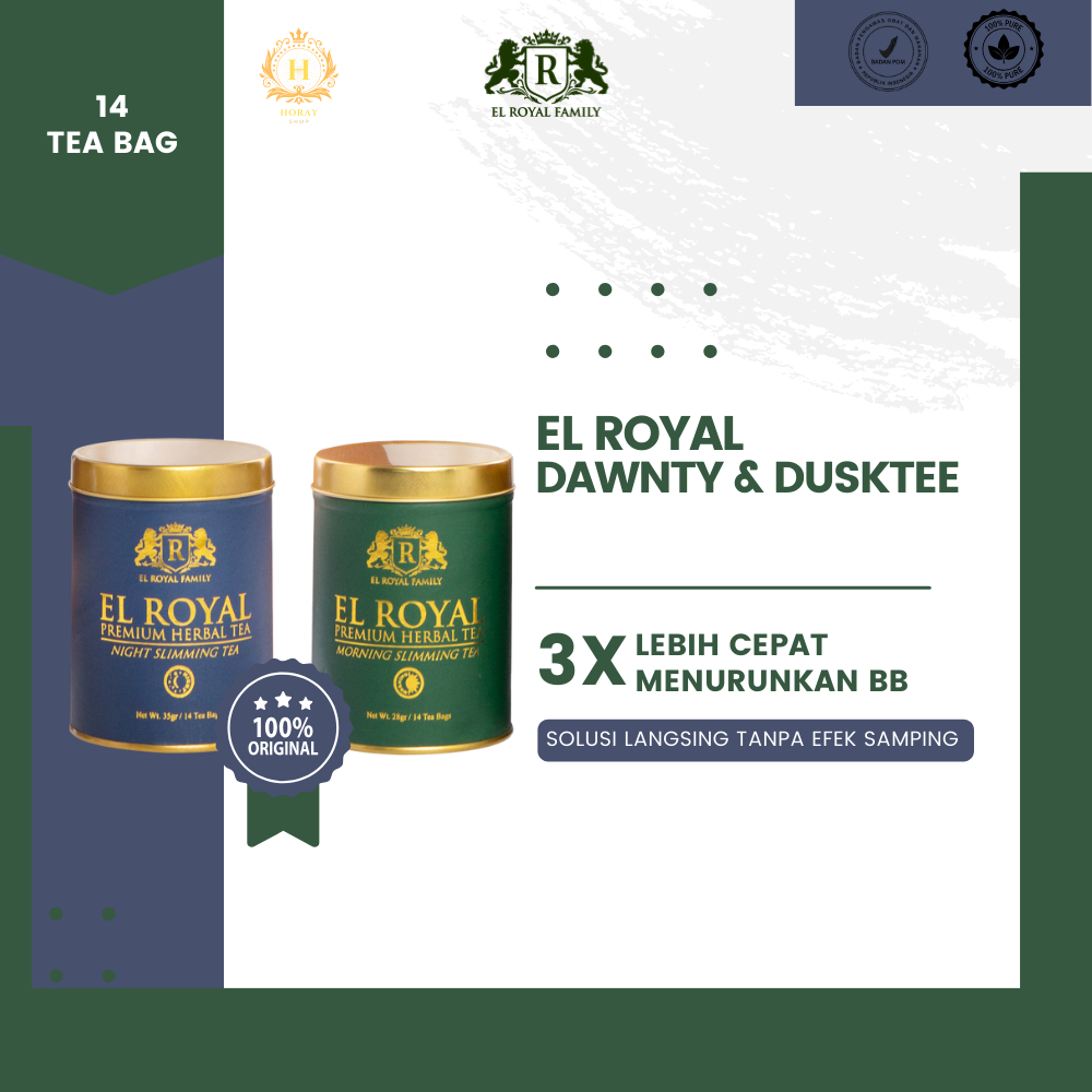 

El Royal Premium Herbal Tea (1 Paket) - Morning Slimming Tea + Night Slimming Tea - Teh Pelangsing