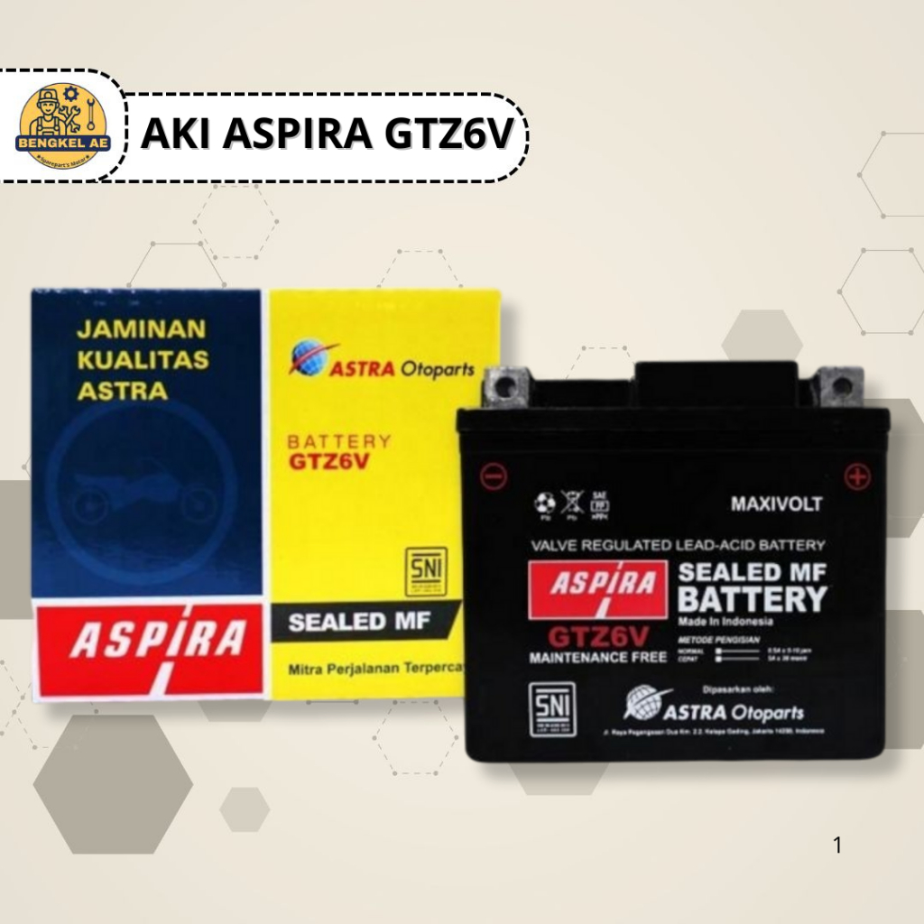 Aki Aspira GTZ6V Aki Kering Accu Kering Original Merk Aspira