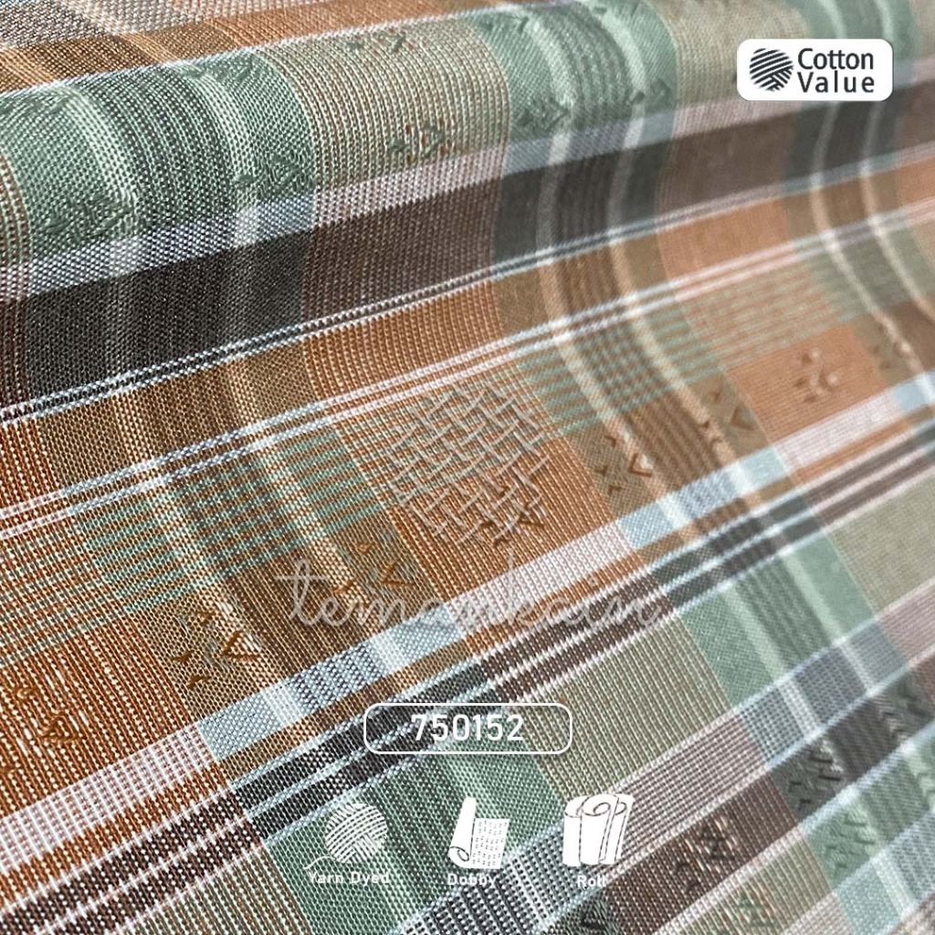 (50 CM) Kain Katun Combed 30s Yarn Dyed Premium Motif Kotak-Kotak Temankain 750152 | Cotton Value Mo