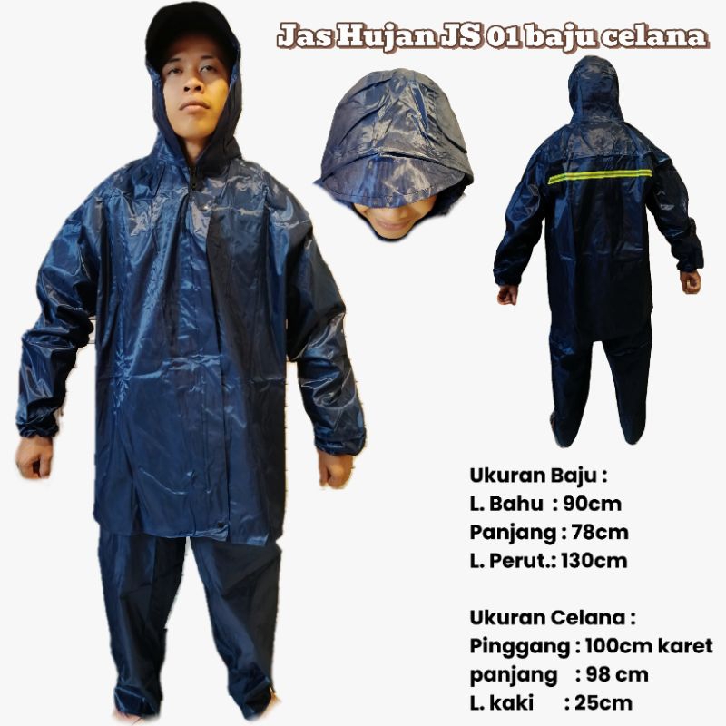jas hujan parasut PVC JS01 baju celana dongker