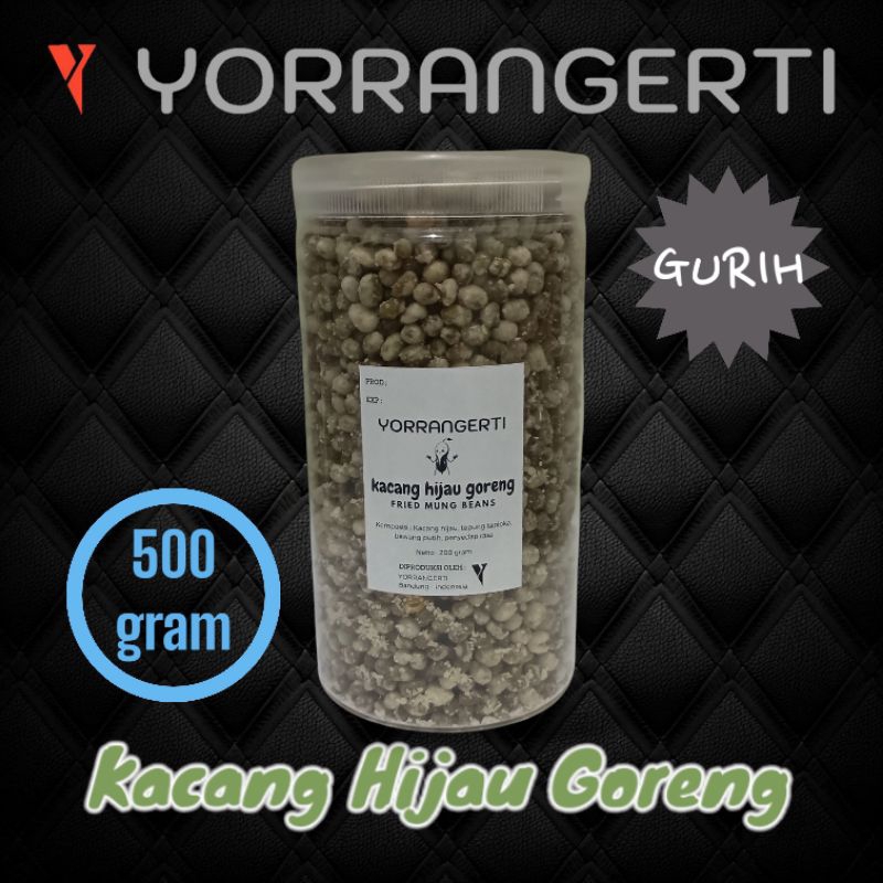 

Kacang Hijau Goreng - Toples 500 gram - Camilan Enak Gurih Renyah Murah Sehat Tanpa bahan pengawet - YORRANGERTI