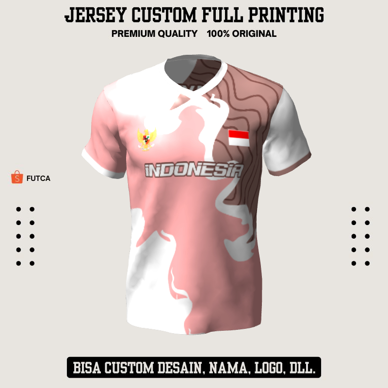 Kaos Jersey Futsal Pink Putih Motif Abstrak Liquid 451 - Jersey Baju Olahraga Custom Full Printing
