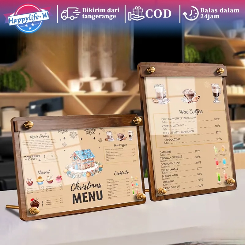 

Menu Stand Display A4 Sign Holder Kayu Stand Menu Berdiri Standing Menu Meja Display Menu Standing Table Menu Stand