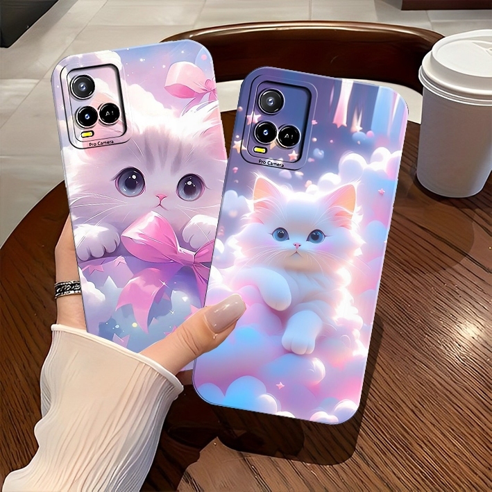 [GOLDEN CASE] [06] Softcase VIVO Y21 Y21A Y21S Y21T Y33S Y33T Motif KUCING LUCU - Case Kekinian - Ca