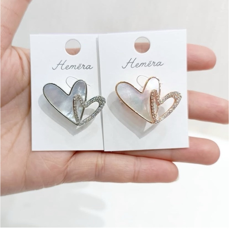 Bros dagu mini love zircon diamond silver mewah / Bros dagu fashion glamour / Peniti jilbab