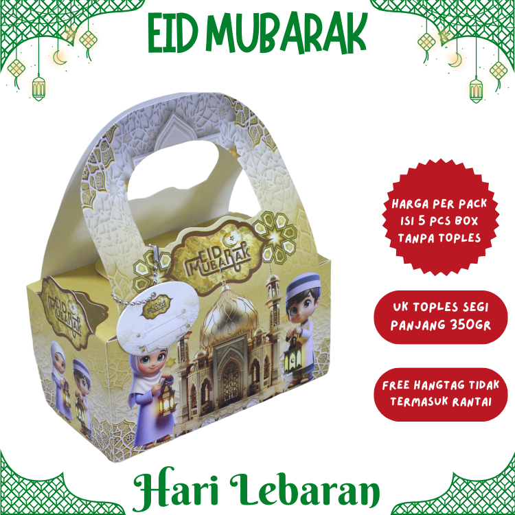 

Box Isi 1 Toples Persegi Panjang 350gr Lebaran, Kotak Kemasan Hampers Lebaran, Dus Idul Fitri