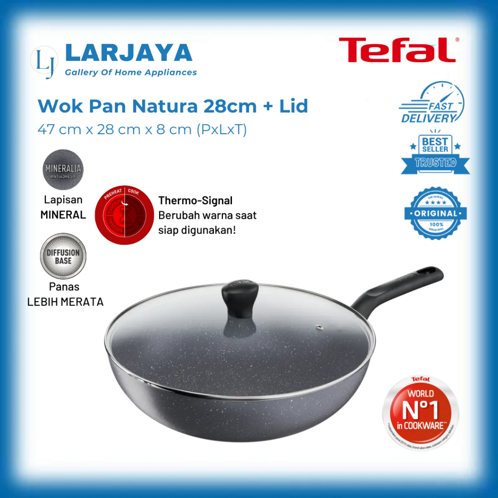 Wok Pan Natura 28cm + Lid Tefal (Induction Heating)