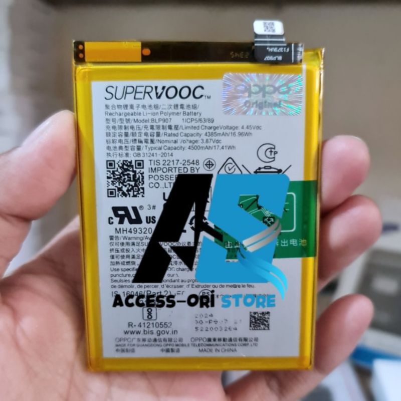 Batre Baterai BLP907 Original HP Oppo Reno 7Z 5G CPH2343 Batrei Battery Tanam Reno7 Z