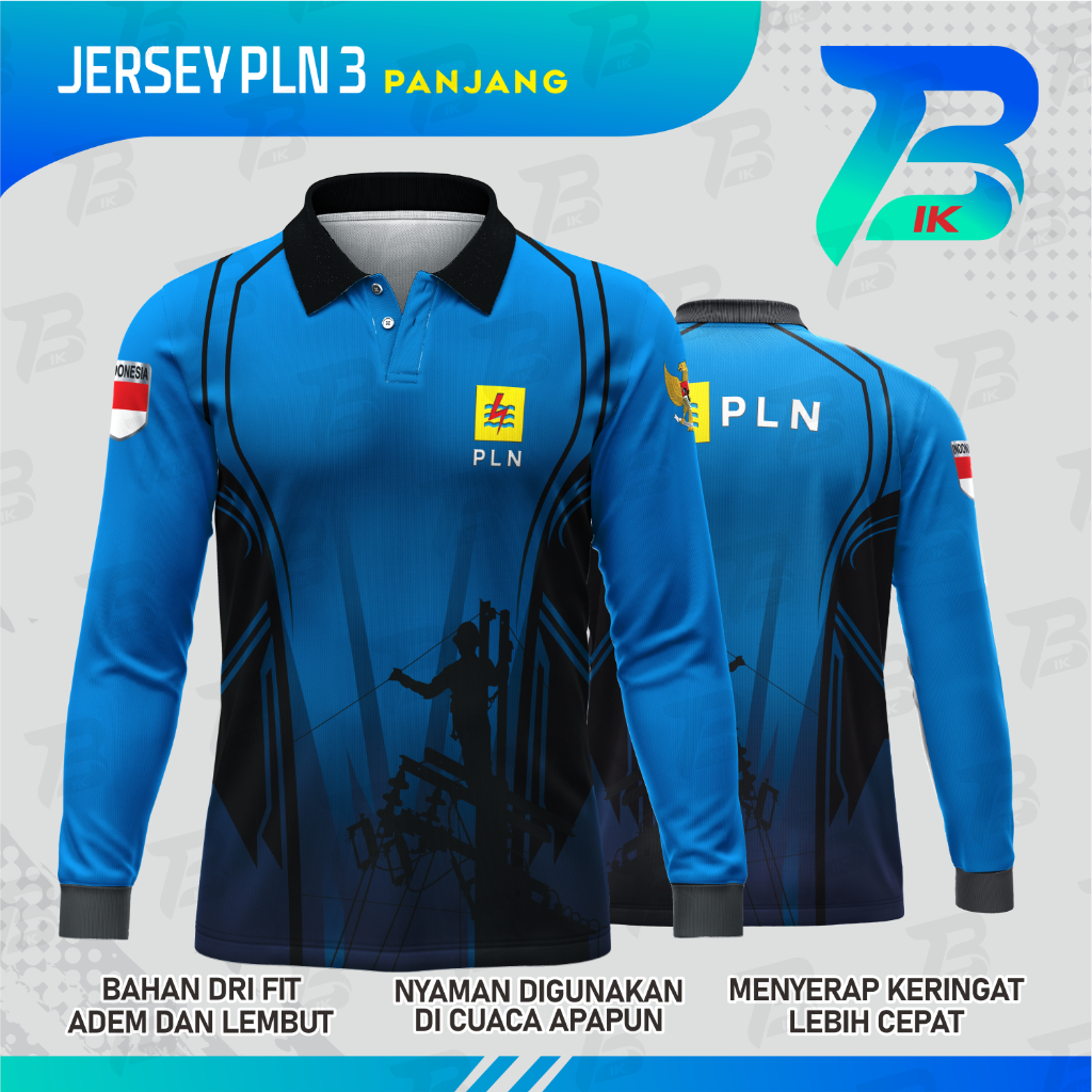 JERSEY WANGKI PLN PANJANG FULLPRINT / KAOS KERAH PLN LENGAN PANJANG / JERSEY PLN BERKERAH
