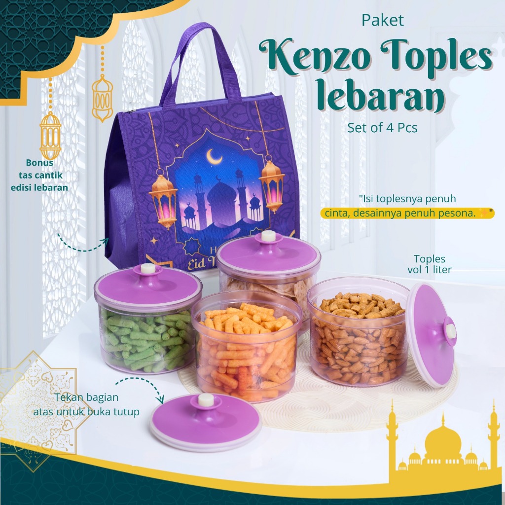 Pandahouseware Paket Kenzo Toples Lebaran set of 4 pcs bonus tas lebaran