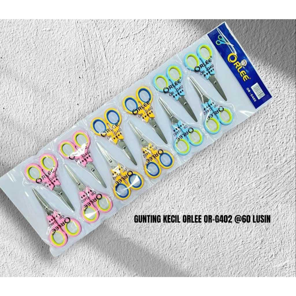 

(1 RENTENG ISI 6 / 12pcs) Gunting Kecil Renteng Warna Warni Orlee Gunting Kertas Kuat Stainles Tajam