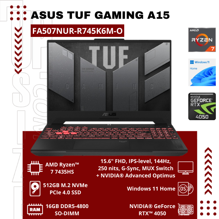 Asus TUF Gaming A15 FA507NUR-R745K6M-O AMD Ryzen™ 7 7435HS