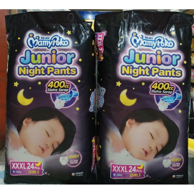 (Paket 2 Bal) MamyPoko Junior Night Pants XXXL24 Boys/Girls Popok Celana RB6