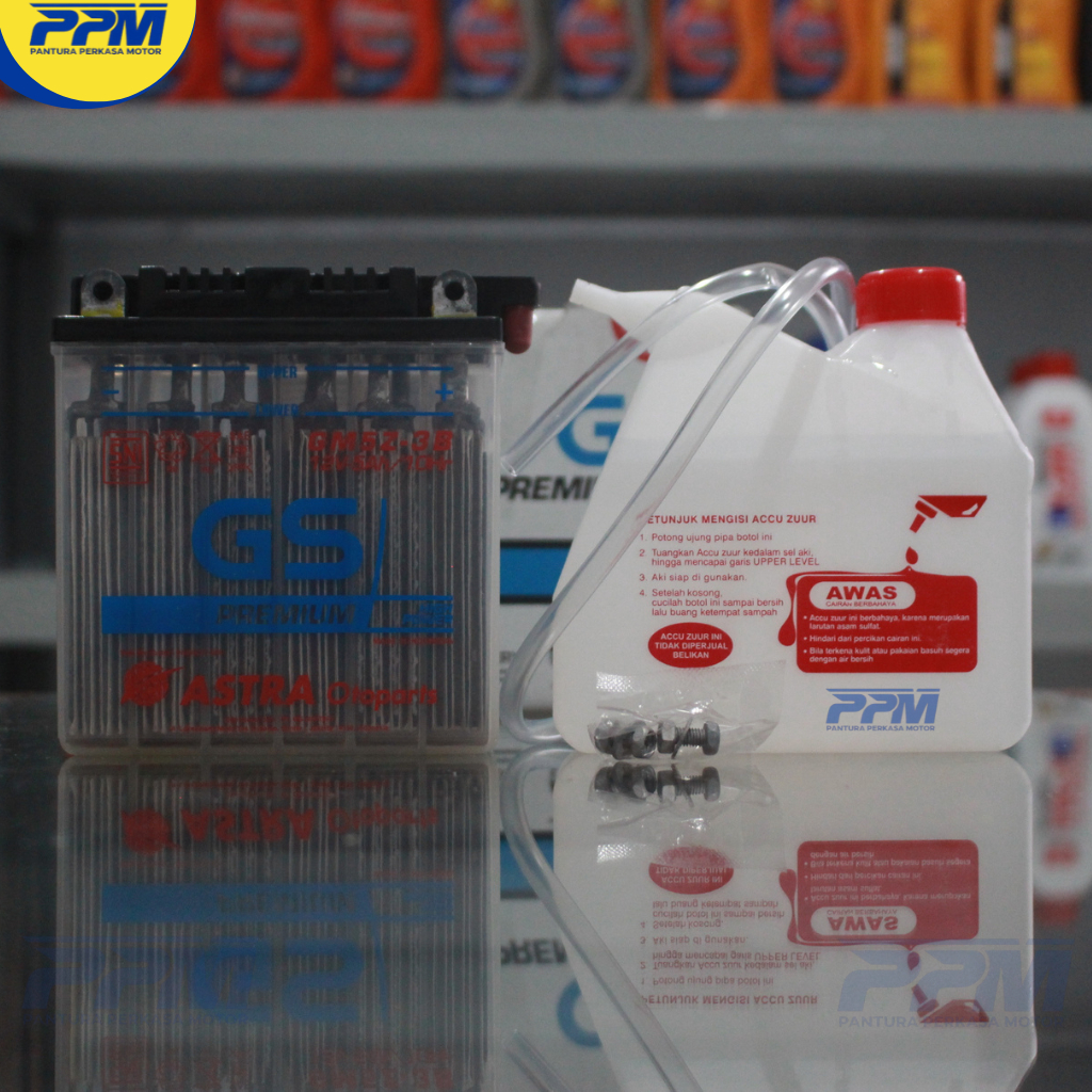 ACCU AKI BASAH GM5Z-3B GS Astra Motor Supra, Vega, Satria, Mio, Shogun, Kaze ORIGINAL