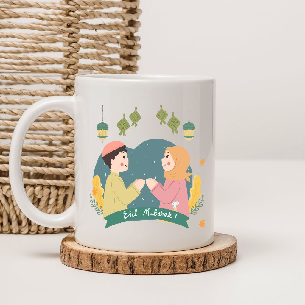 MUG EDISI LEBARAN IDUL FITRI HADIAH KADO / HAMPERS MUG KERAMIK GELAS CUSTOM EID MUBARAK