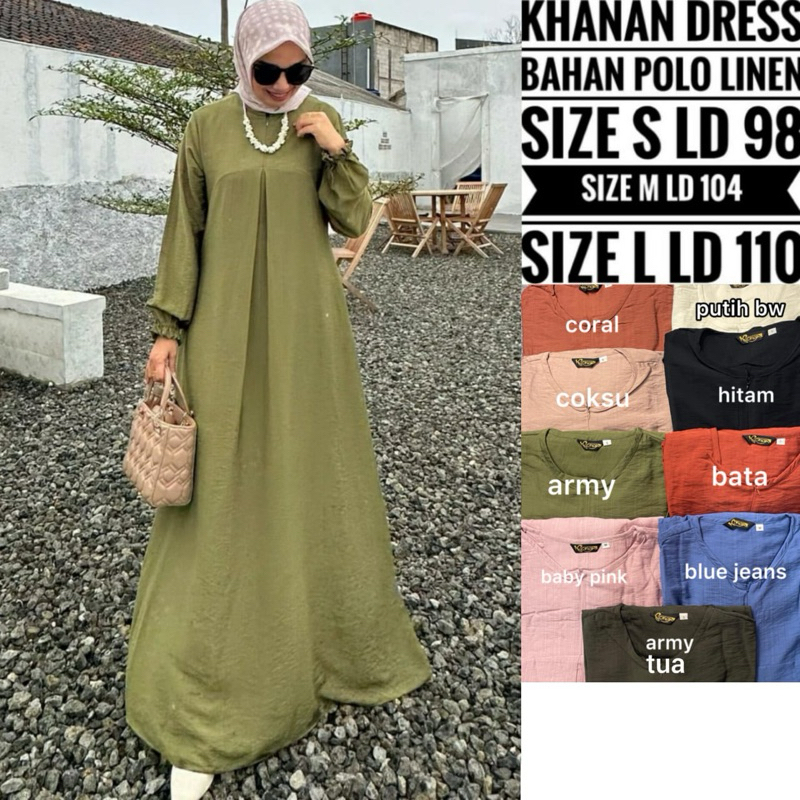 Khanan Dress Gamis Polos Busui Daily Harian