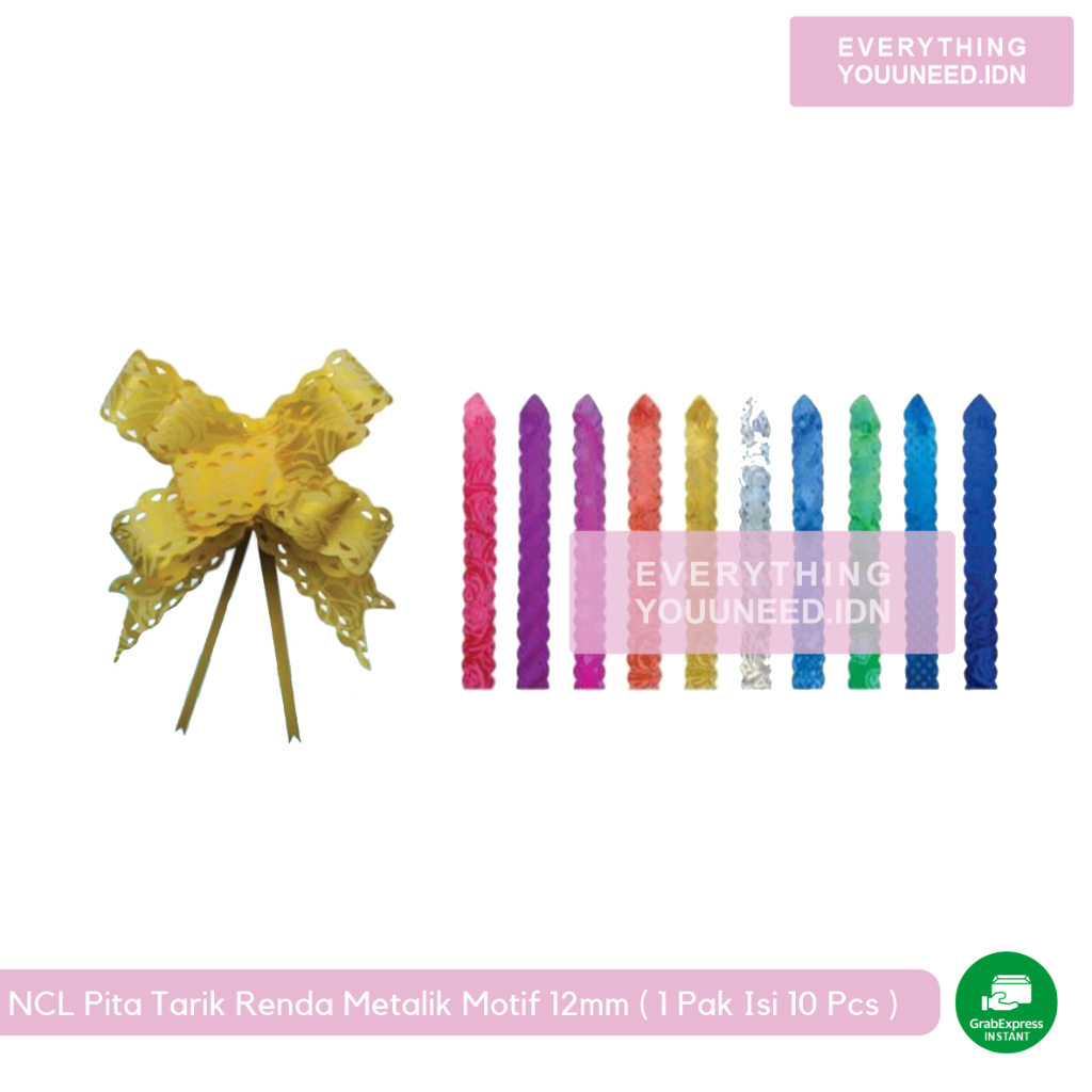 

NCL Pita Tarik Renda Metalik Motif 12mm ( 1 Pak Isi 10 Pcs )