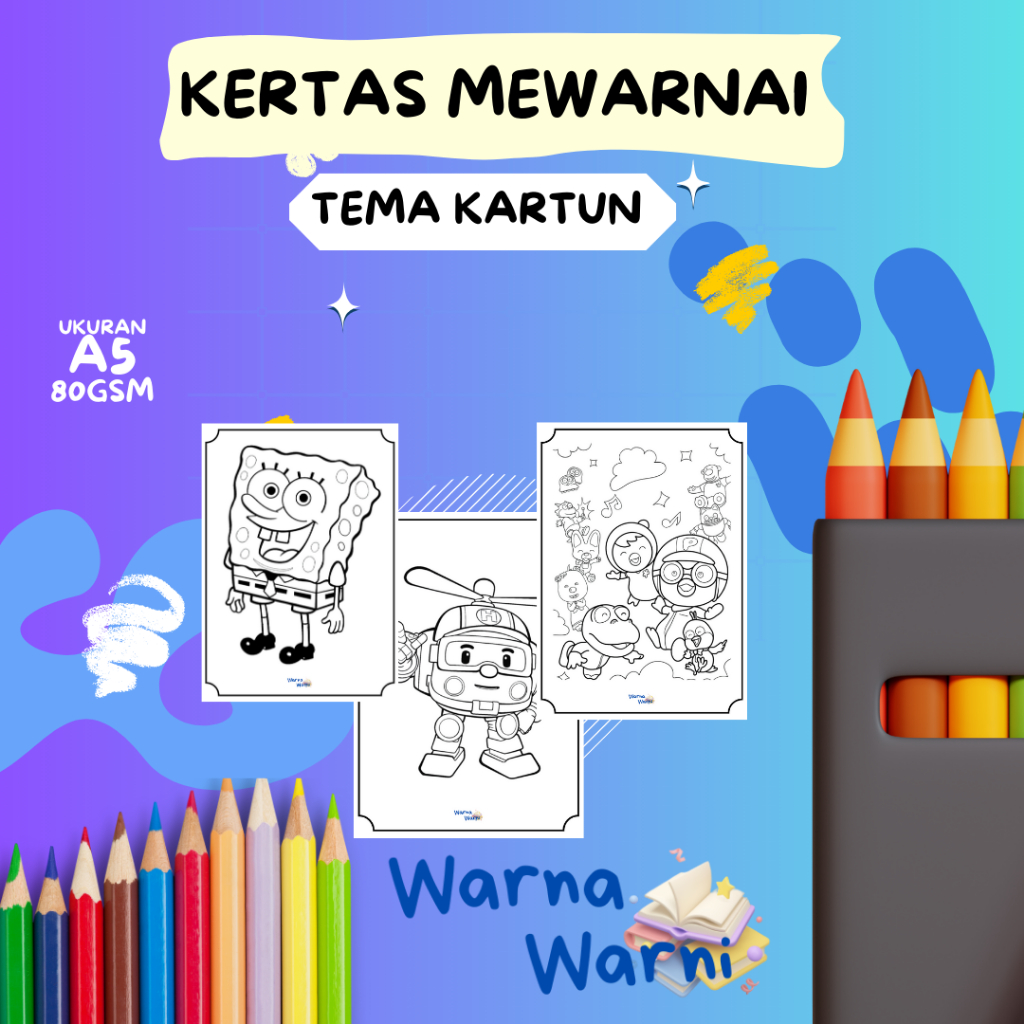 

KERTAS MEWARNAI ANAK TEMA KARTUN UKURAN A5