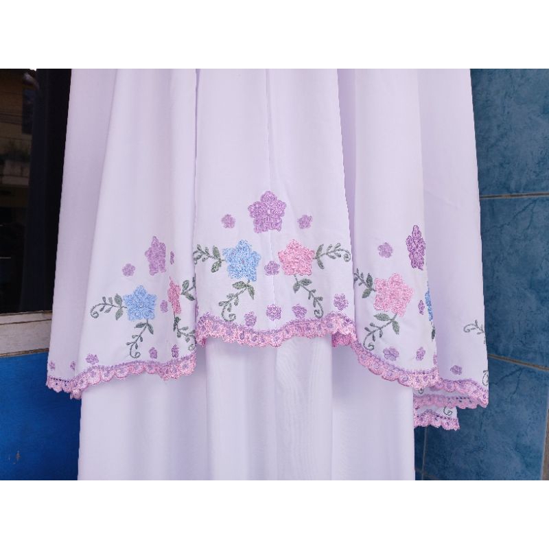 Mukena Telekung Premium Dewasa Bordir Manual Tasik MELATI KERANCANG free Tas