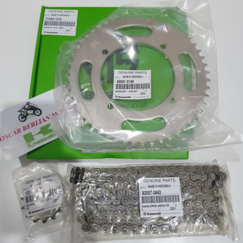 GEARSET GIRSET RANTAI SET KAWASAKI KLX BF KLX 150 BF ORIGINAL KAWASAKI