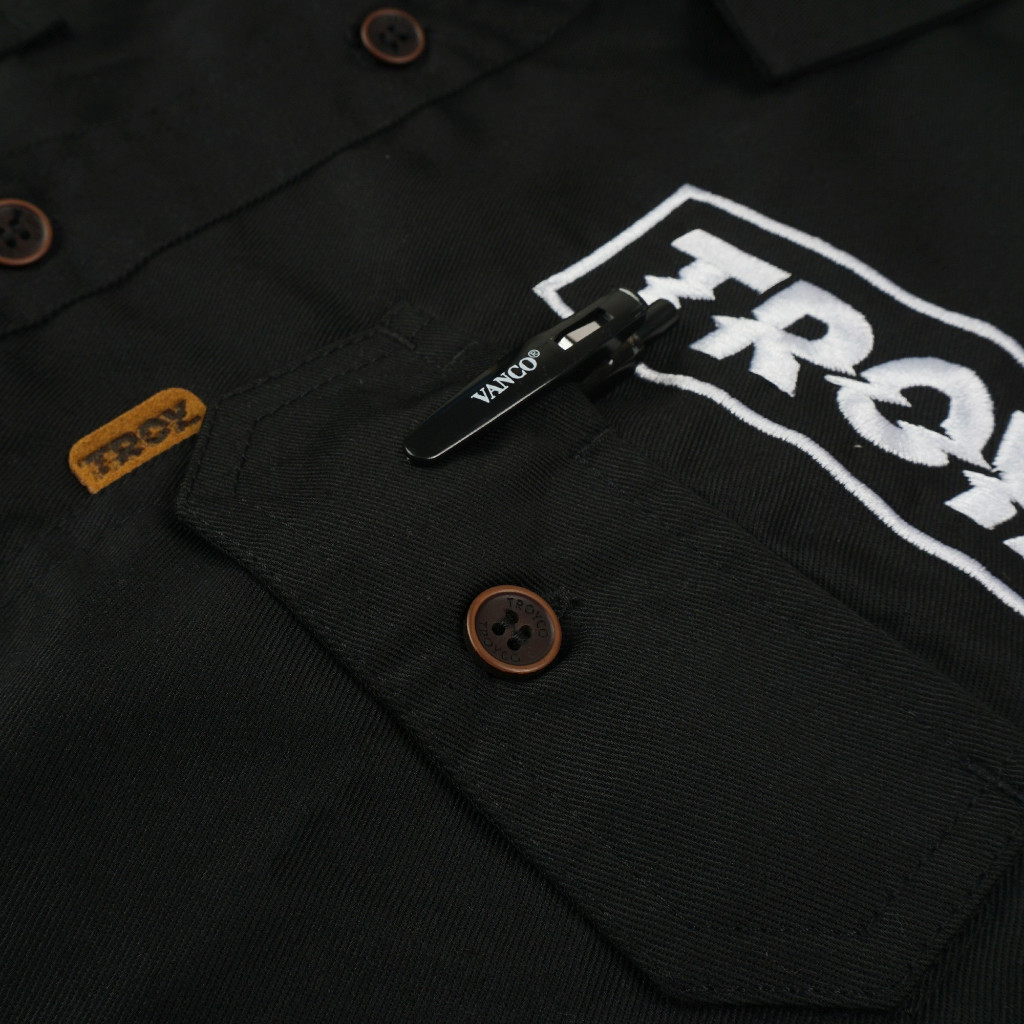 Troy Company Workshirt Workwear Engineers Black Owl - Kemeja Kerja Work Shirt Hitam WSD 2569