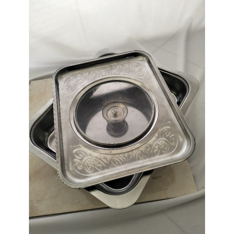 Tempat Prasmanan Kotak stenlis tutup kaca 100k get 3