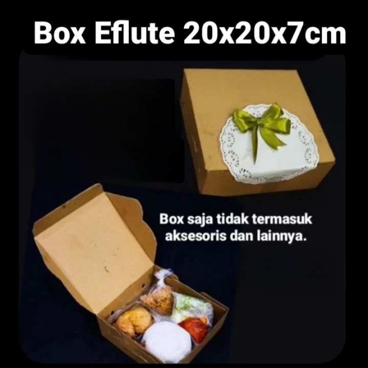 

Box Eflute Non Laminasi Dus Kue Bolu Polos 20x20x7cm
