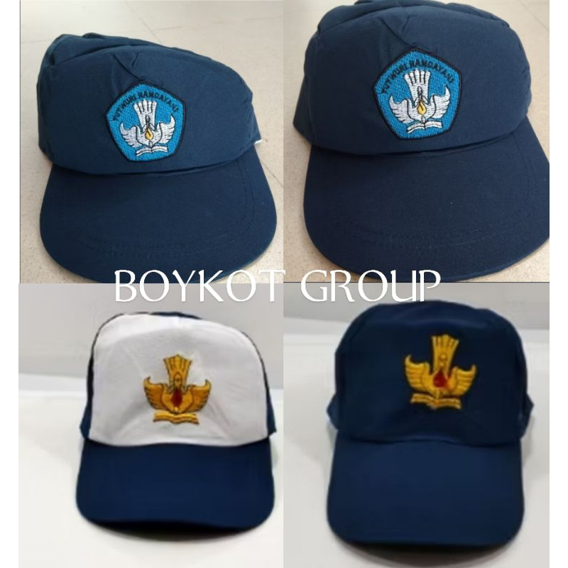 topi sekolah smp bijian topi smp biru putih / topi smp full biru