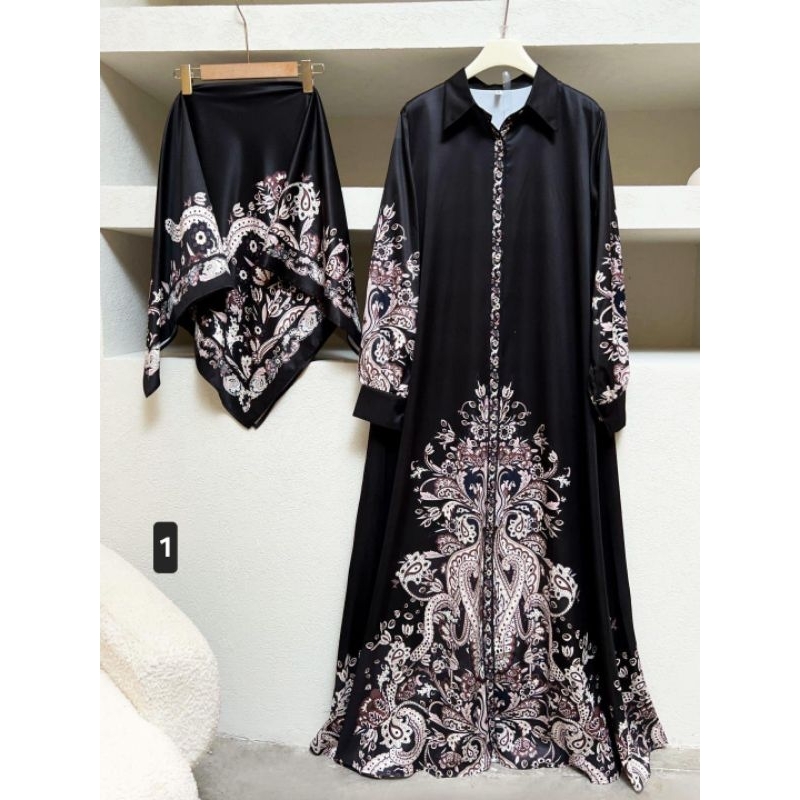 Gamis Satin Silk Motif Premium All Size