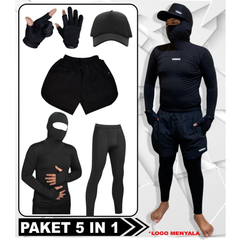 Paket hemat kaos mancing baju mancing manset mancing topi mancing celana mancing sarung tangan manci