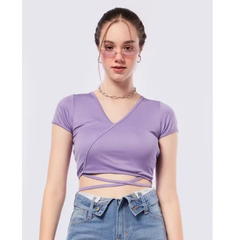 PRELOVED COLORBOX CROP TOP PURPLE / CROP TOP TALI UNGU / KAOS WANITA