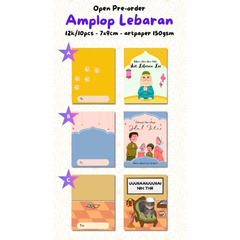 

Amplop Lebaran Idul Fitri Murah Estetik Lucu Siap Pakai Ukuran 7x9cm (1pack isi 10pcs)