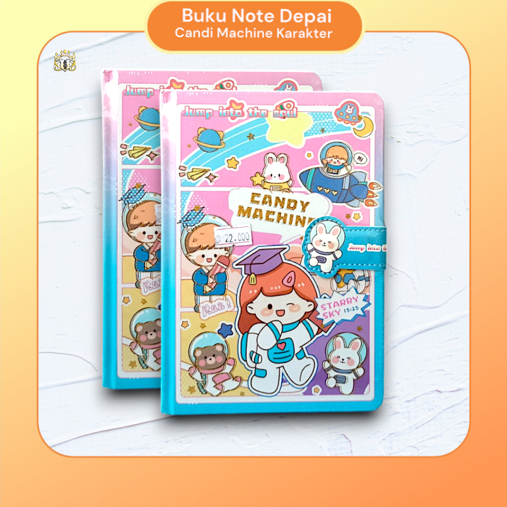 

Note Book Hard Cover Depai Mini / Motif Kartun Candy Machine / Warna Pastel Serbaguna